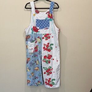 Vintage fruit gingham overalls